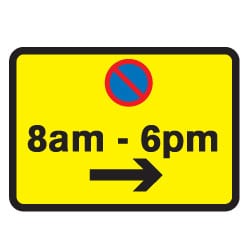 No Stopping Between 8am - 6pm Arrow Right