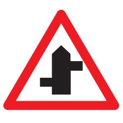 Warning Staggered Junction Road Sign