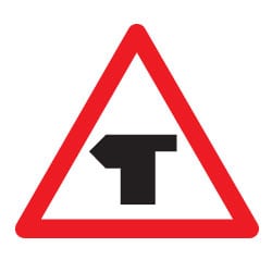 Warning T Junction Left Road Sign
