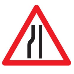 Warning Road Narrows Left Sign