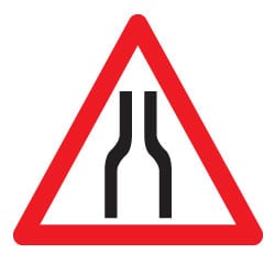 Warning Road Narrows Both Sides Sign