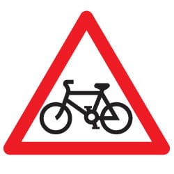 Warning Cycle Route Ahead Sign