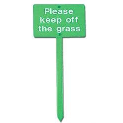 Please Keep off the Grass Stick Sign