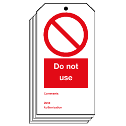 Do not use Safety Tag - Pack of 10