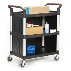 Proplaz 3 Shelf Trolley with High Quality Plastic Sides