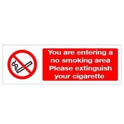 You are entering a no smoking area etc Sign