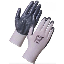 Pair of Supertouch Nitrotouch Gloves - White/Grey
