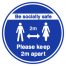 Be Socially Safe Blue and White Floor Graphic