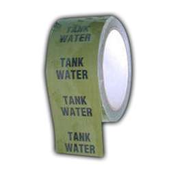 Tank Water Pipe ID Tape Black on Green