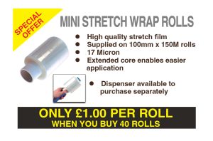 Mini Stretch Wrap Only £1 per roll when you buy 40 rolls
